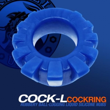 Cock-lug Lugged Cockring in Marine Blue - Enhanced Pleasure