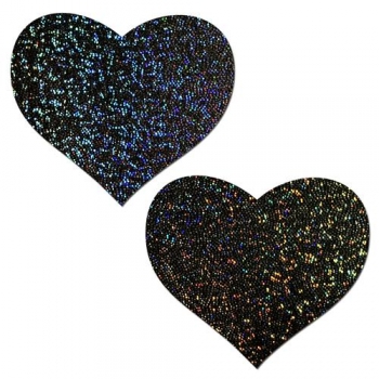 Pastease Glitter Heart - Black Pasties