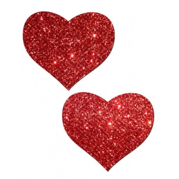 Heart Red Glitter Pasties O/S