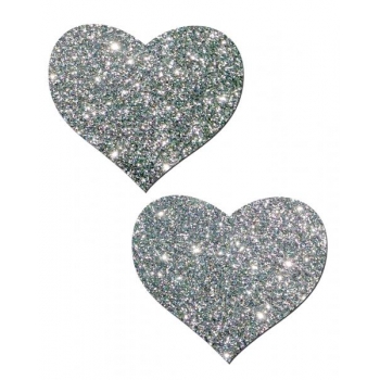 Pastease Heart Shaped Silver Glitter Pasties