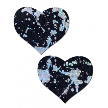 Pastease Splatter Holographic Heart Black/silver