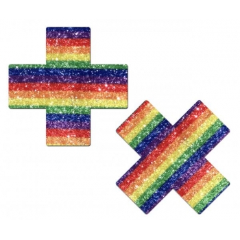 Pastease Glittering Rainbow Cross Nipple Pasties