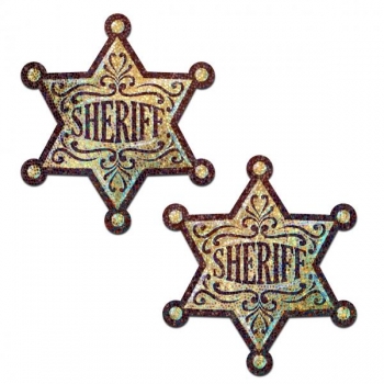 Pastease Sheriff Badge - Gold Glitter