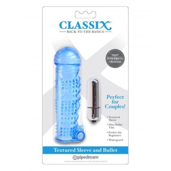 Classix Textured Sleeve & Bullet Vibrator - Blue