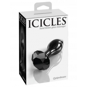 Icicles No 78 Black Glass Massager Gem End