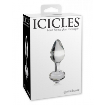 Icicles No 44 Glass Anal Plug 2.5 Inch - Clear