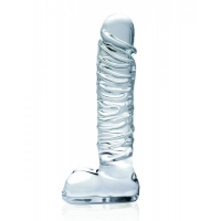 Icicles No. 63 Textured Glass Dildo With Balls 8.5