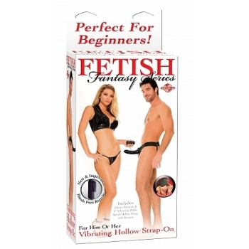 Fetish Fantasy For Him Or Her Vibrating Hollow Strap On Black