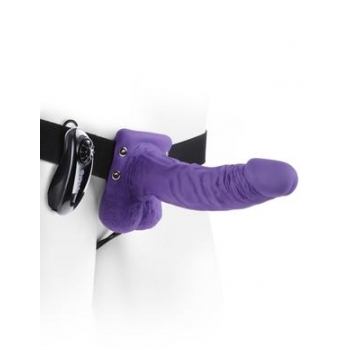 Fetish Fantasy 7 inches Vibrating Hollow Strap On Balls Purple