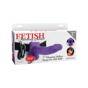 Fetish Fantasy 7 inches Vibrating Hollow Strap On Balls Purple