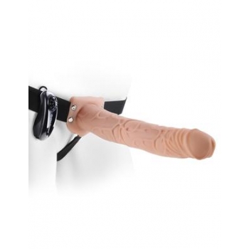 Fetish Fantasy 11 inches Vibrating Hollow Strap On Beige