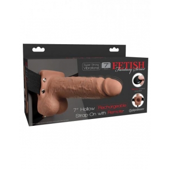 Fetish Fantasy 7 Inches Hollow Rechargeable Strap On Tan