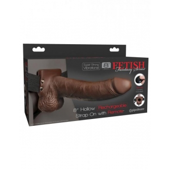 Fetish Fantasy 8 Inches Hollow Strap On Remote Brown