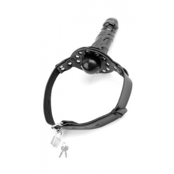 Deluxe Ball Gag With Dildo - Black