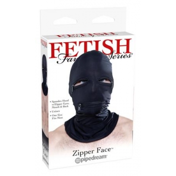 Fetish Fantasy Black Zipper Face Hood O/S