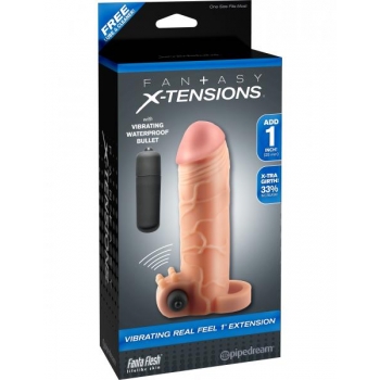 Vibrating Real Feel 1 Inch Extension Beige