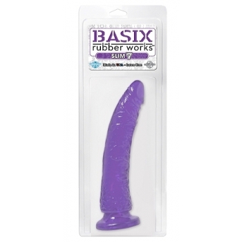 Basix Rubber Works 7 inches Slim Dong With Suction Cup Purple