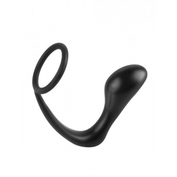 Ass-Gasm Silicone Cockring Plug Black