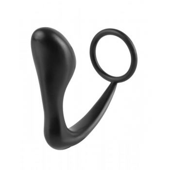 Ass-Gasm Silicone Cockring Plug Black