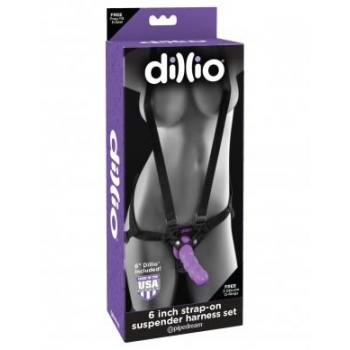 Dillio 6 inches Strap On Suspender Harness Set Purple