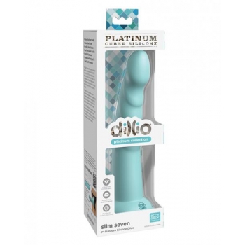 Dillio Platinum Slim Seven - 7-inch Teal Dildo