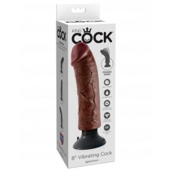 King Cock 8 Inches Vibrating Dildo - Brown