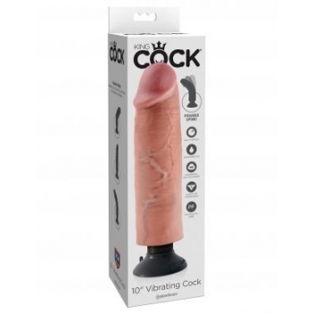 King Cock 10 Inches Vibrating Dildo Beige