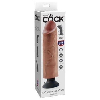 King Cock 10 inches Vibrating Tan Dildo