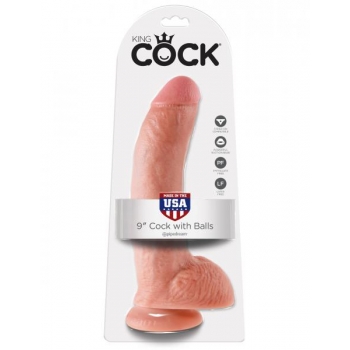 King Cock 9 Inches Cock Balls - Beige