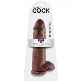 King C*ck 12 Inch C*ck With Balls - Brown