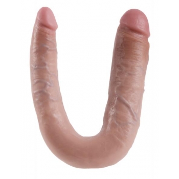 U Shaped Large Double Trouble Dildo - Beige