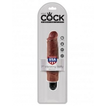 King Cock 7 inches Vibrating Stiffy Brown