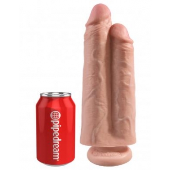 King Cock 9 Inch Dual Cock Dildo - Beige