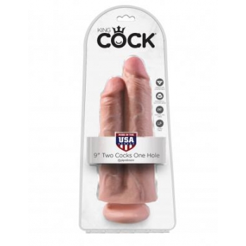 King Cock 9 Inch Dual Cock Dildo - Beige