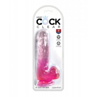 King Cock Clear 6in With Balls Pink