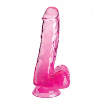 King Cock Clear 6in With Balls Pink