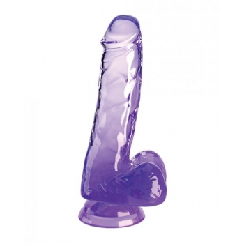 King Cock Clear 6in W/ Balls Purple