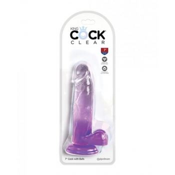 King Cock Clear 7 Inch with Balls - Purple