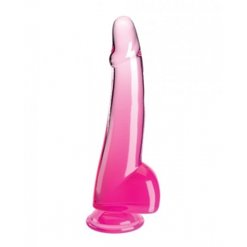 King Cock Clear 10in W/ Balls - Pink