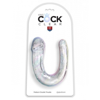 King Cock Clear Medium Double Trouble Dildo - Realistic Design