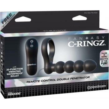 Fantasy C-Ringz Remote Control Double Penetrator Black