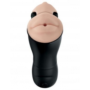 PDX Elite Double Penetration Vibrating Stroker Beige