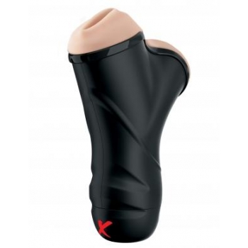 PDX Elite Double Penetration Vibrating Stroker Beige