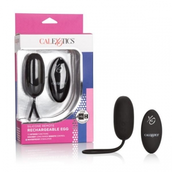 Silicone Remote Rechargeable Egg Vibrator - Black