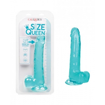 Size Queen 8in Blue Realistic Dildo