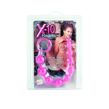 X 10 Beads Graduated Anal Beads 11 Inch - Pink