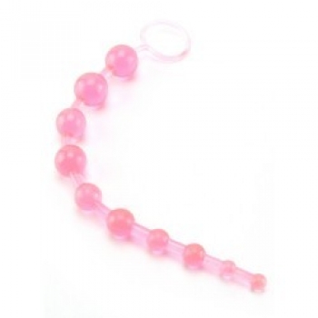 X 10 Beads Graduated Anal Beads 11 Inch - Pink
