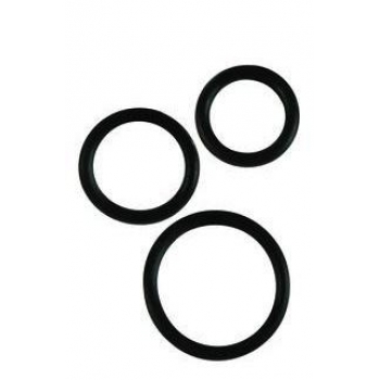 3-Piece Rubber Cock Ring Set - Black