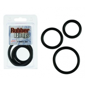 3-Piece Rubber Cock Ring Set - Black