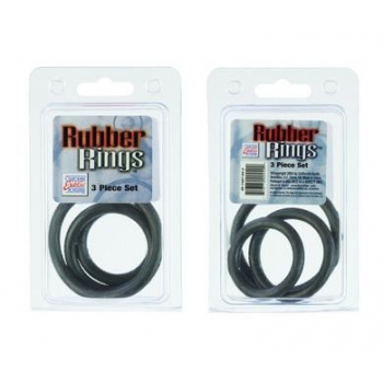 3-Piece Rubber Cock Ring Set - Black